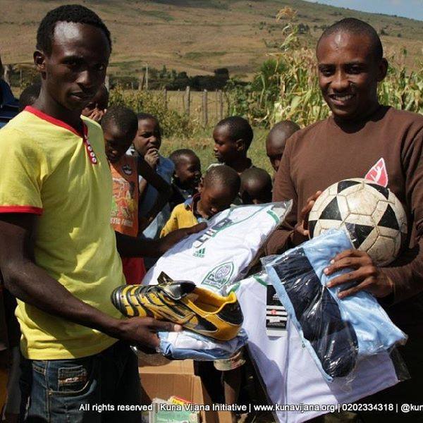 Delivering football kit to Jikaze IDP youth